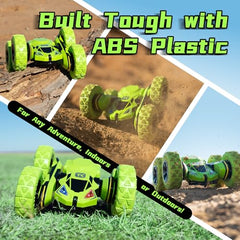 Threeking remote control car green double-sided driving enables flexible play