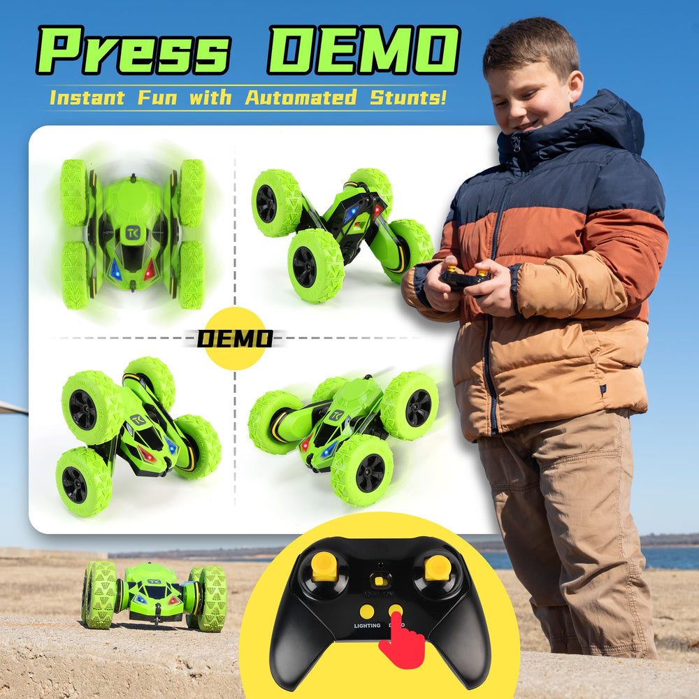Threeking remote control car green outdoor indoor use suits any play space