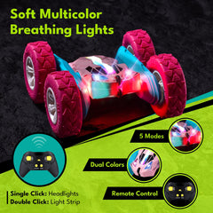 Threeking RC car pink color side view features stylish design for kids
