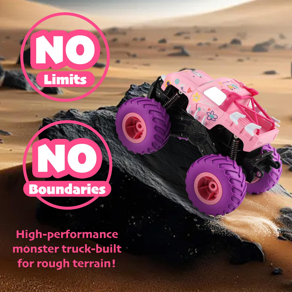 Threeking RC monster truck features front and rear anti-collision beams for durability