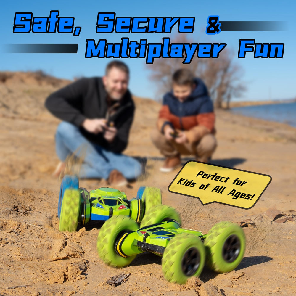 Threeking RC stunt car six-car race with 160 ft range