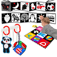 Thremhoo 4-piece high-contrast set shown together for an overview of visual and tactile play