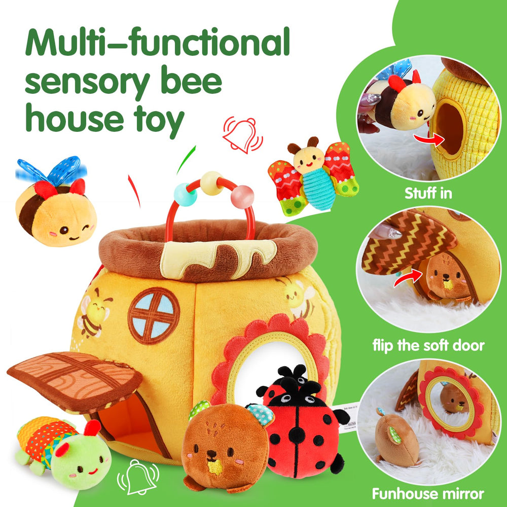 Thremhoo Beehive caterpillar toy invites teething and safe chewing