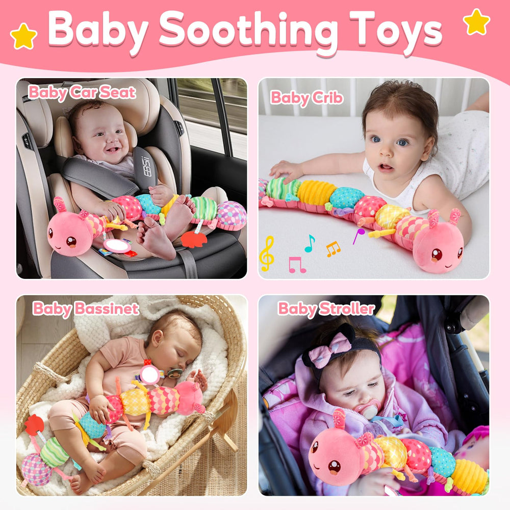 Thremhoo caterpillar head‑press music button activates soothing tunes for rest and play.