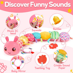 Thremhoo caterpillar tummy time mirror helps baby lift heads and explore self.
