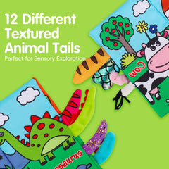Thremhoo crinkle farm tails page engages tactile exploration with friendly animal silhouettes.