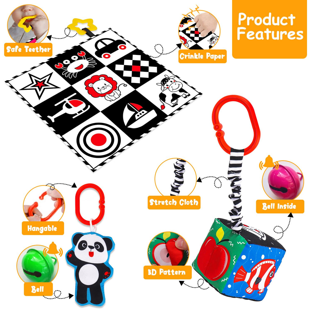 Thremhoo crinkle tummy time mat invites grasping and head lifting during play
