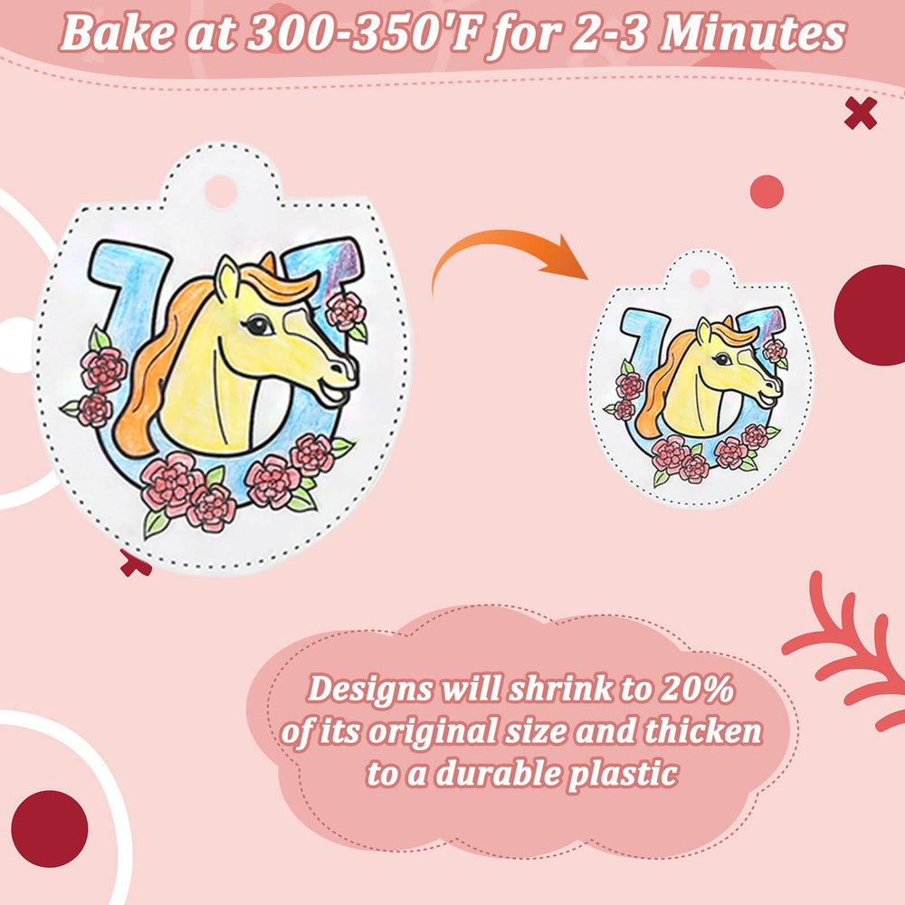 Thrilez Shrinky Plastic Sheets in oven baking process reveals shrinking magic with glossy results.