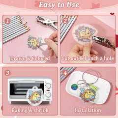 Thrilez Shrinky Plastic Sheets hole punch and scissors are essential tools for crafting.