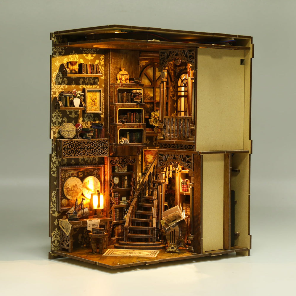 THRIVINGIVAN book-nook-kit-sensor-led-light: adds warm illumination to your display.