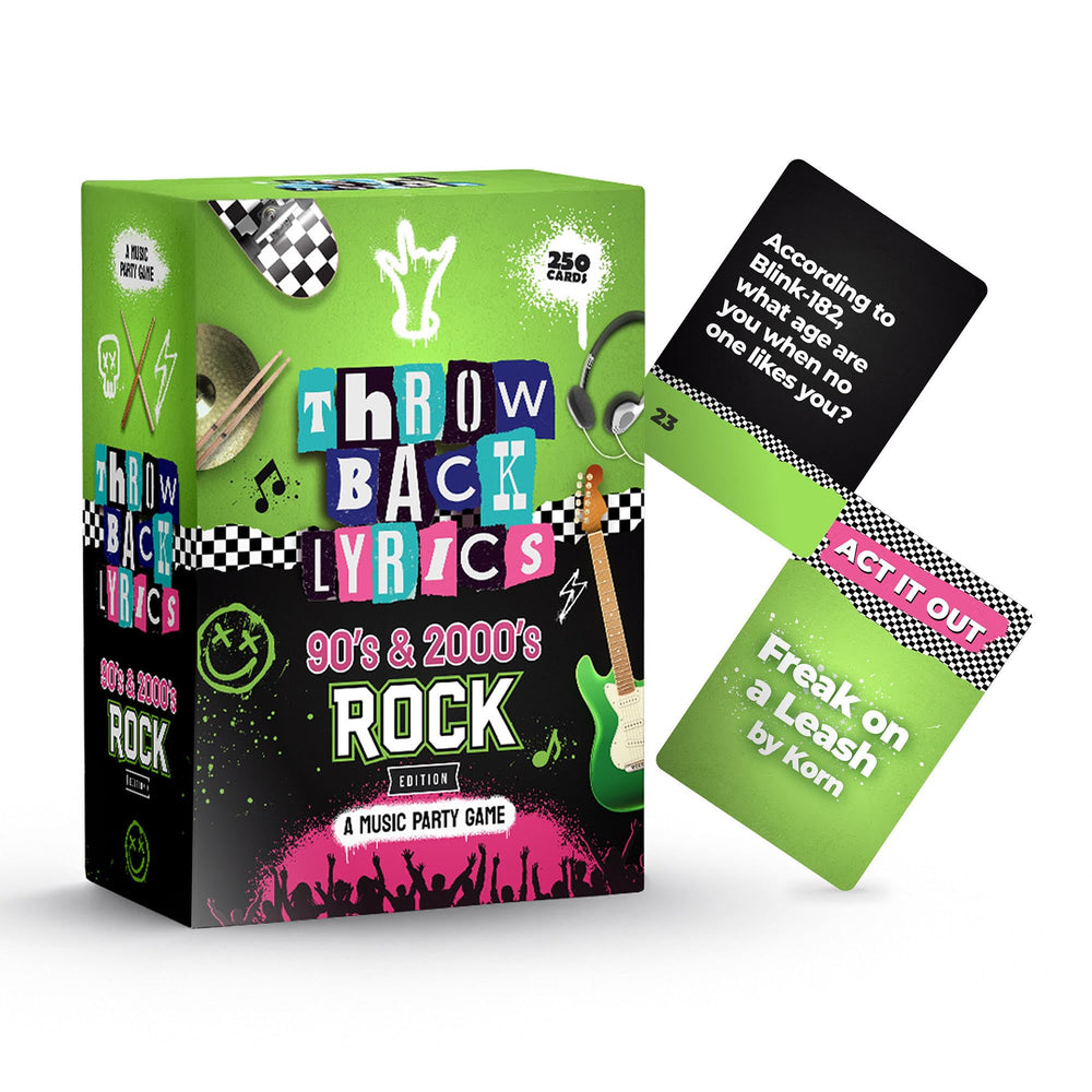 Throwback Lyrics 90s rock trivia cards spark nostalgia and competitive fun.