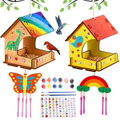 THWAS-LIGHT bird feeder wind chime 2-pack for outdoor kids crafts
