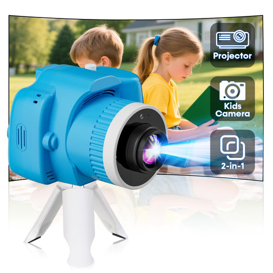 Thybro Kids Camera with Projector front view shows compact design for small hands.