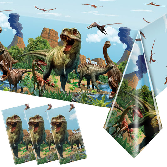 Tiamon dinosaur tablecloth with forest design for kids party décor