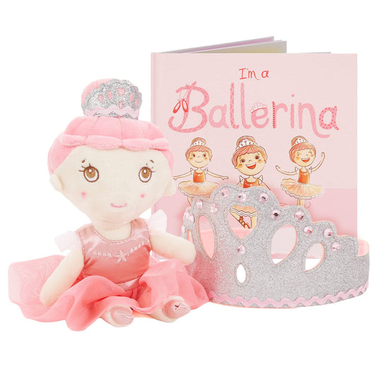 Tickle & Main Ballerina Gift Set box featuring doll and tiara for budding dancers.