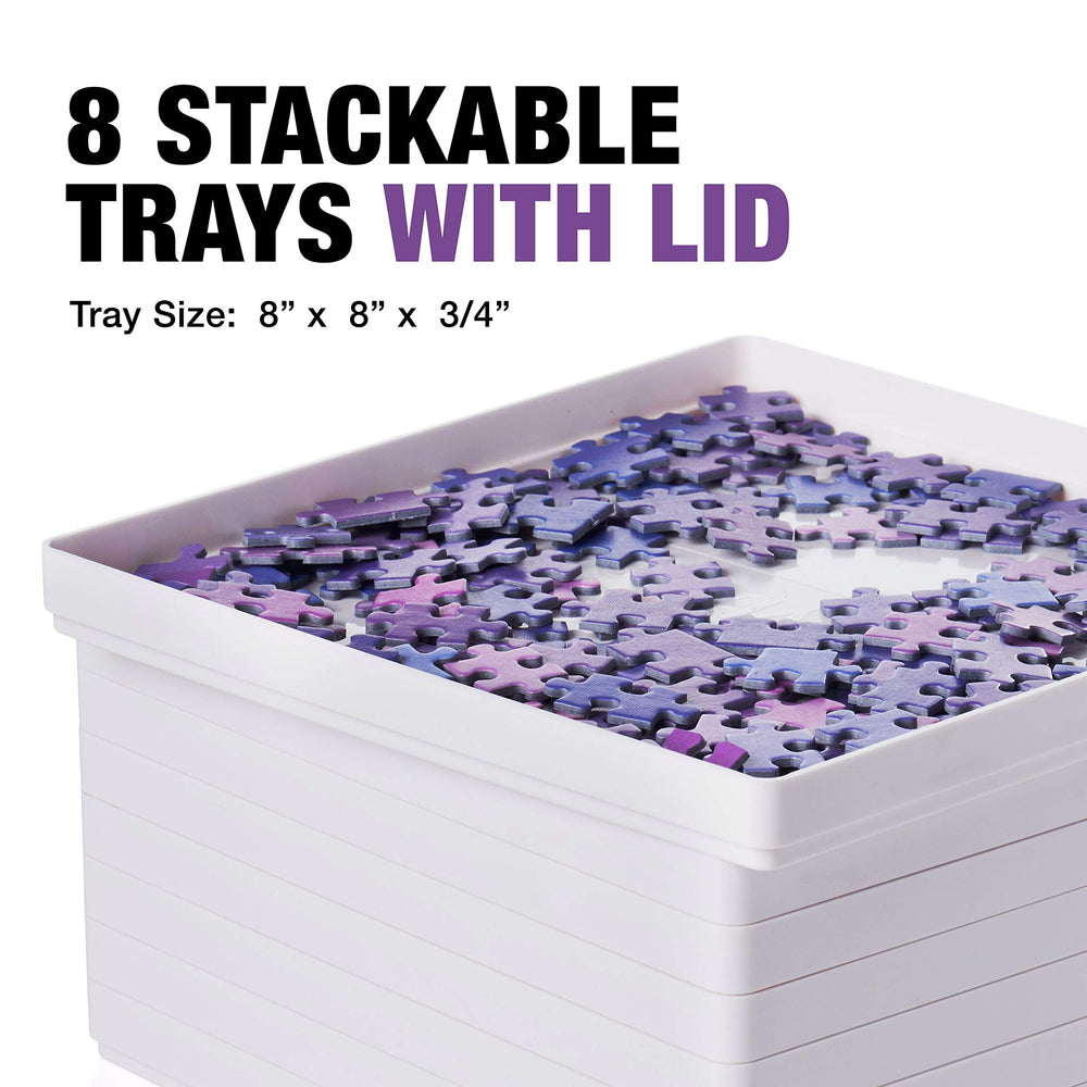 Tidyboss trays arranged for up to 1500-piece puzzles.