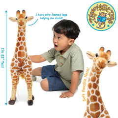 Durable metal legs help stand for display and pretend play.