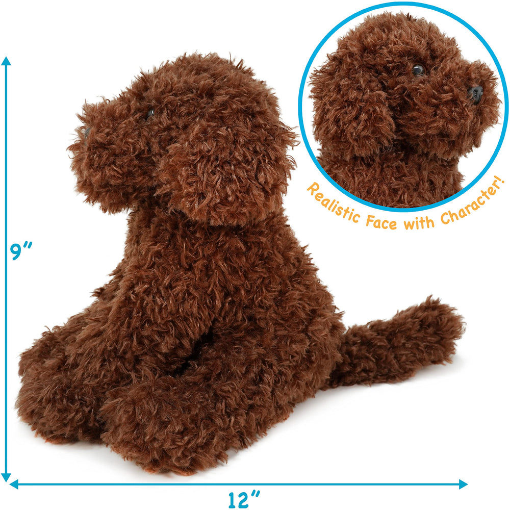 Laurel Labradoodle plush showing secure stitching for durability