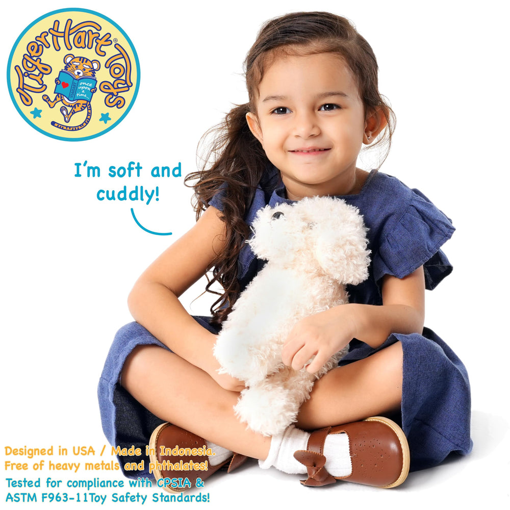TigerHart Luka Labradoodle plush, close-up fabric texture shows high-quality stitching