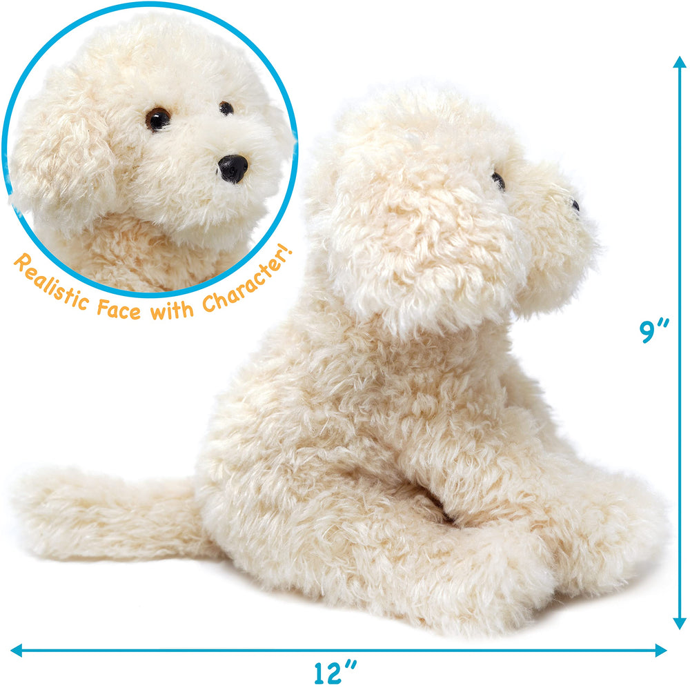 TigerHart Luka Labradoodle plush, side view, durable fabric ideal for daily cuddles
