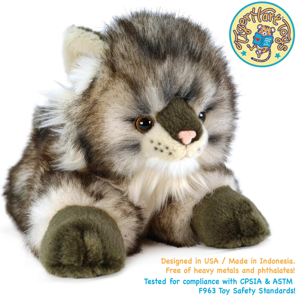 TigerHart Ricky Maine Coon plush uses safe materials with CPSIA compliance.