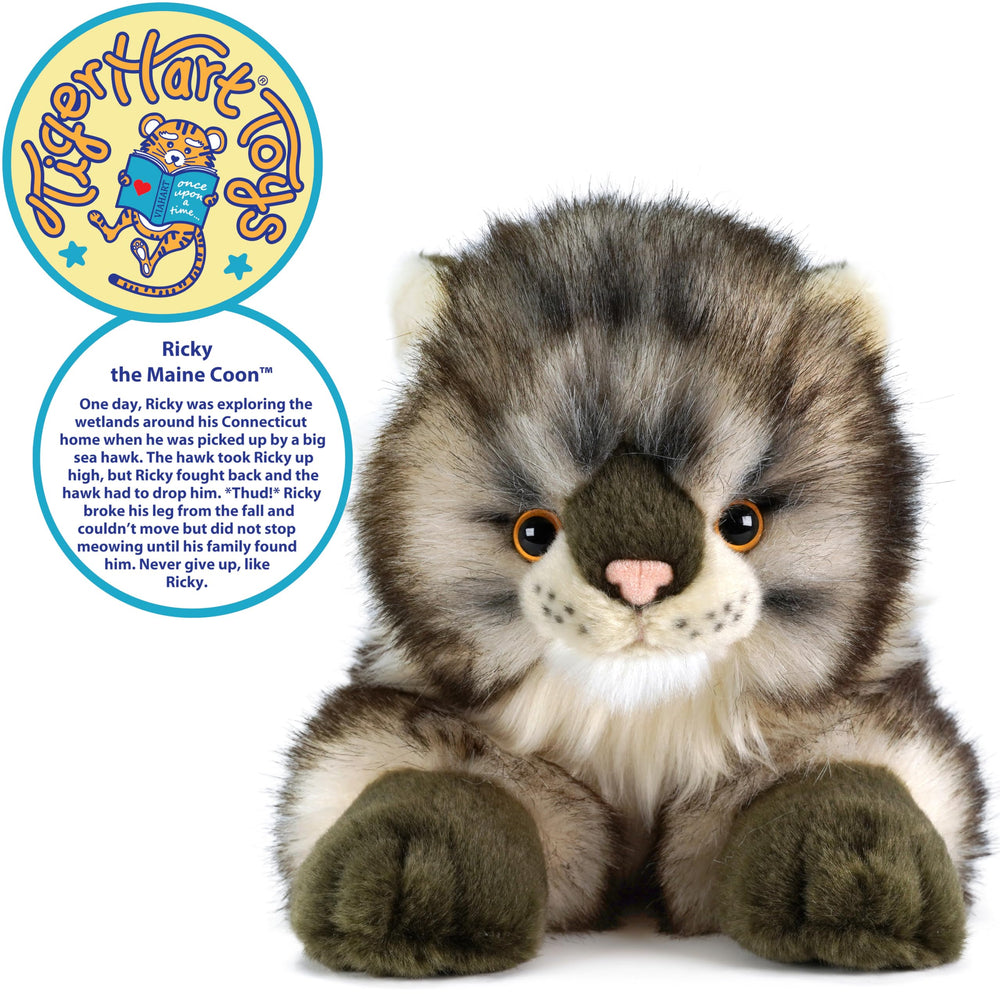 TigerHart Ricky Maine Coon plush close-up shows soft plush texture for comforting hugs.