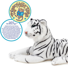 TigerHart Saphed White Tiger plush stitches highlight durable, secure construction.