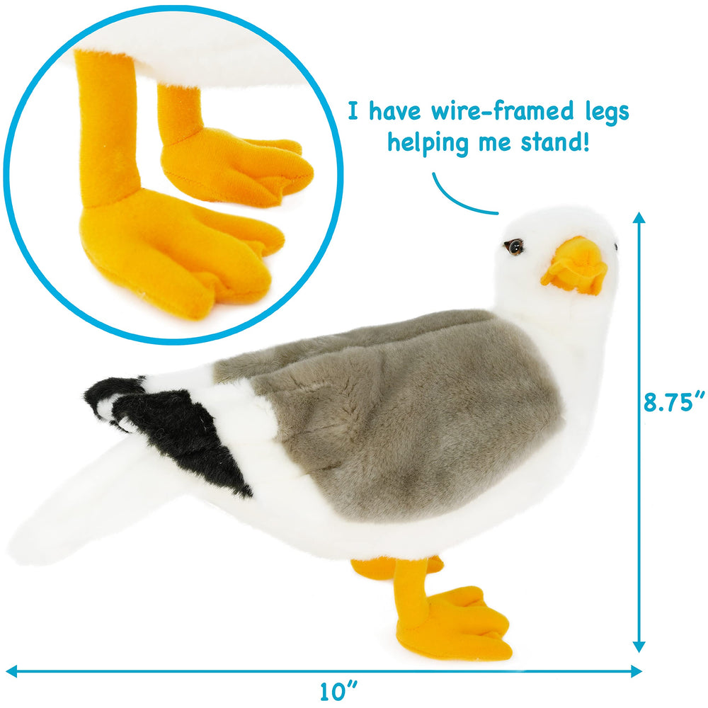 TigerHart Seamus the Seagull 12-inch plush, face close-up showing soft, durable material