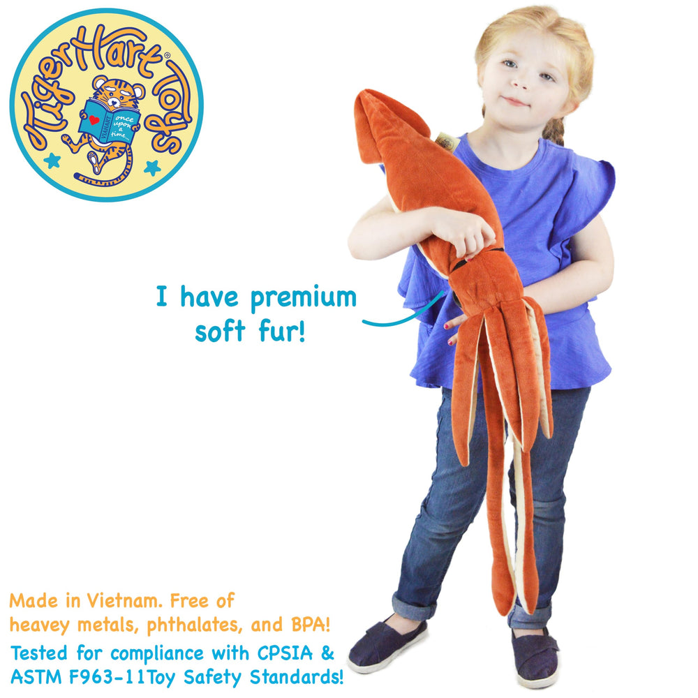 TigerHart Shubert the Squid care detail reminds gentle hand washing for easy cleaning