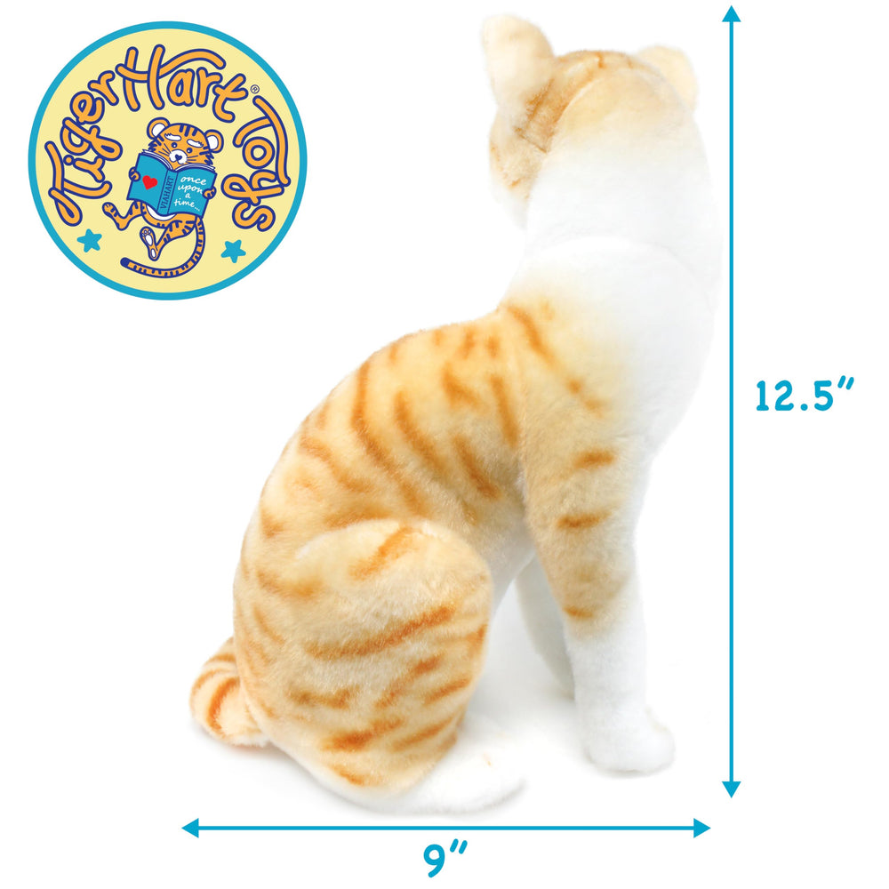 TigerHart Tobias orange tabby plush care guide highlighting gentle hand washing tips.