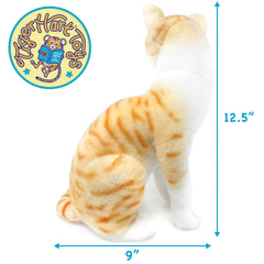 TigerHart Tobias orange tabby plush care guide highlighting gentle hand washing tips.