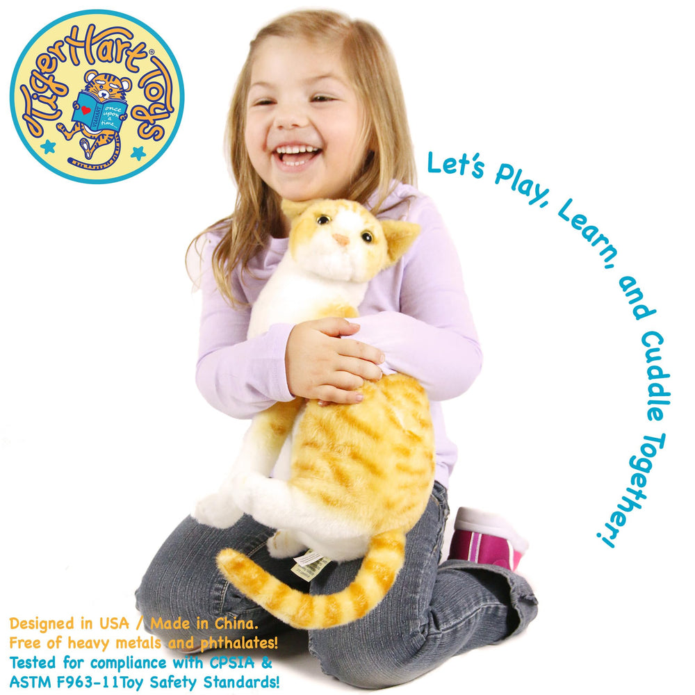 TigerHart Tobias orange tabby plush head detail with light foam for a realistic look.