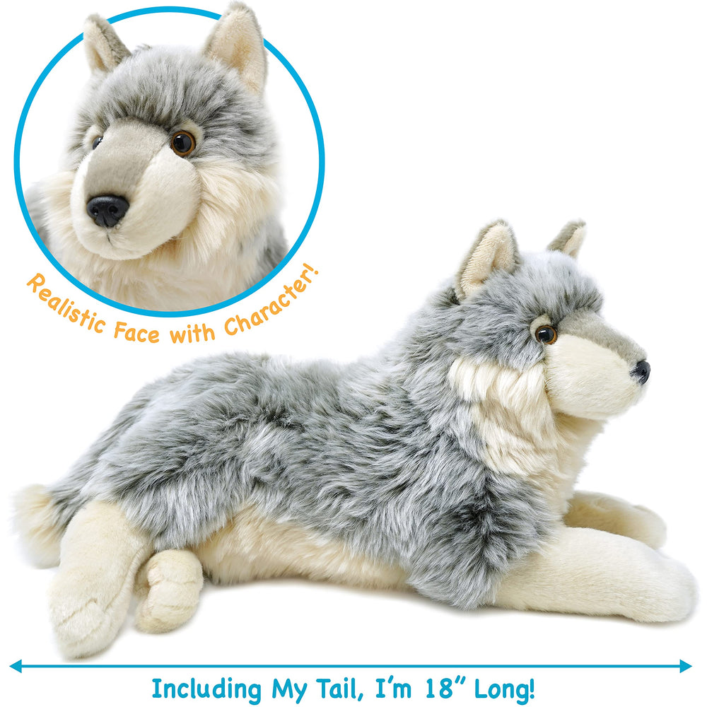 TigerHart Whitaker Wolf plush with pack-story motif inspires imaginative play.