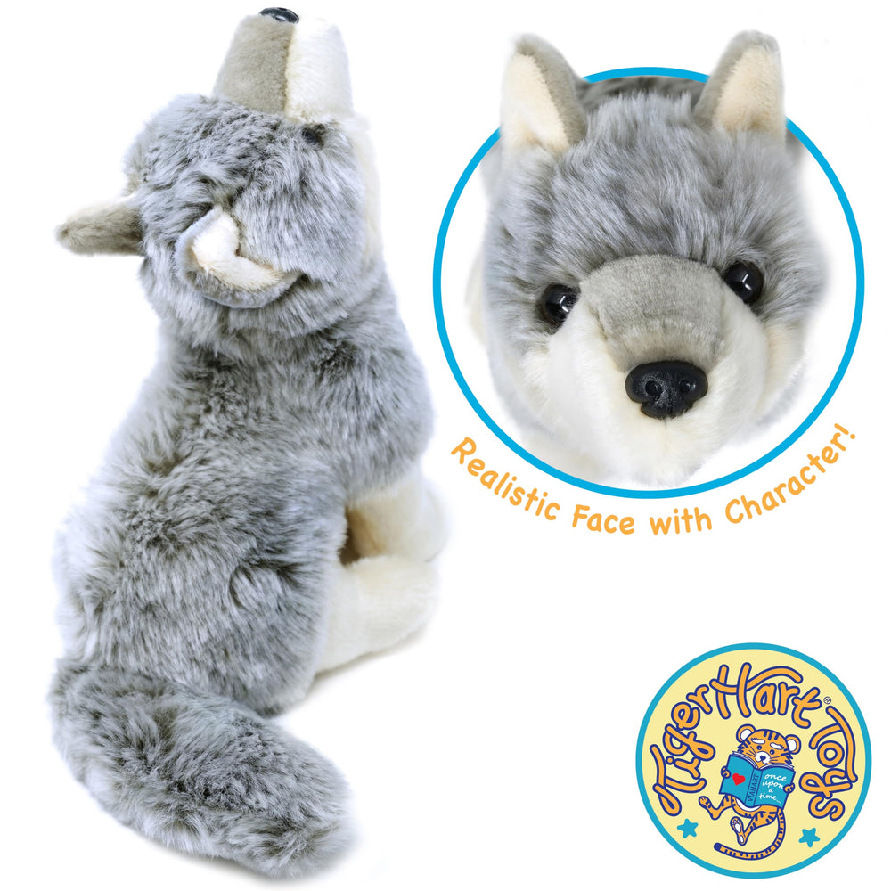 TigerHart Wolcott Wolf plush weighs about 0.35 lb for easy carry.