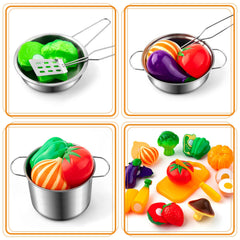 Tigerhu 26PCS play kitchen cut vegetables for realistic crunchy pretend meals.