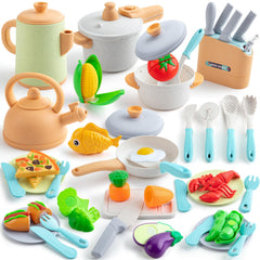 TIKJOYFUL kids play kitchen 42pcs set sparks imagination and cooperative pretend cooking