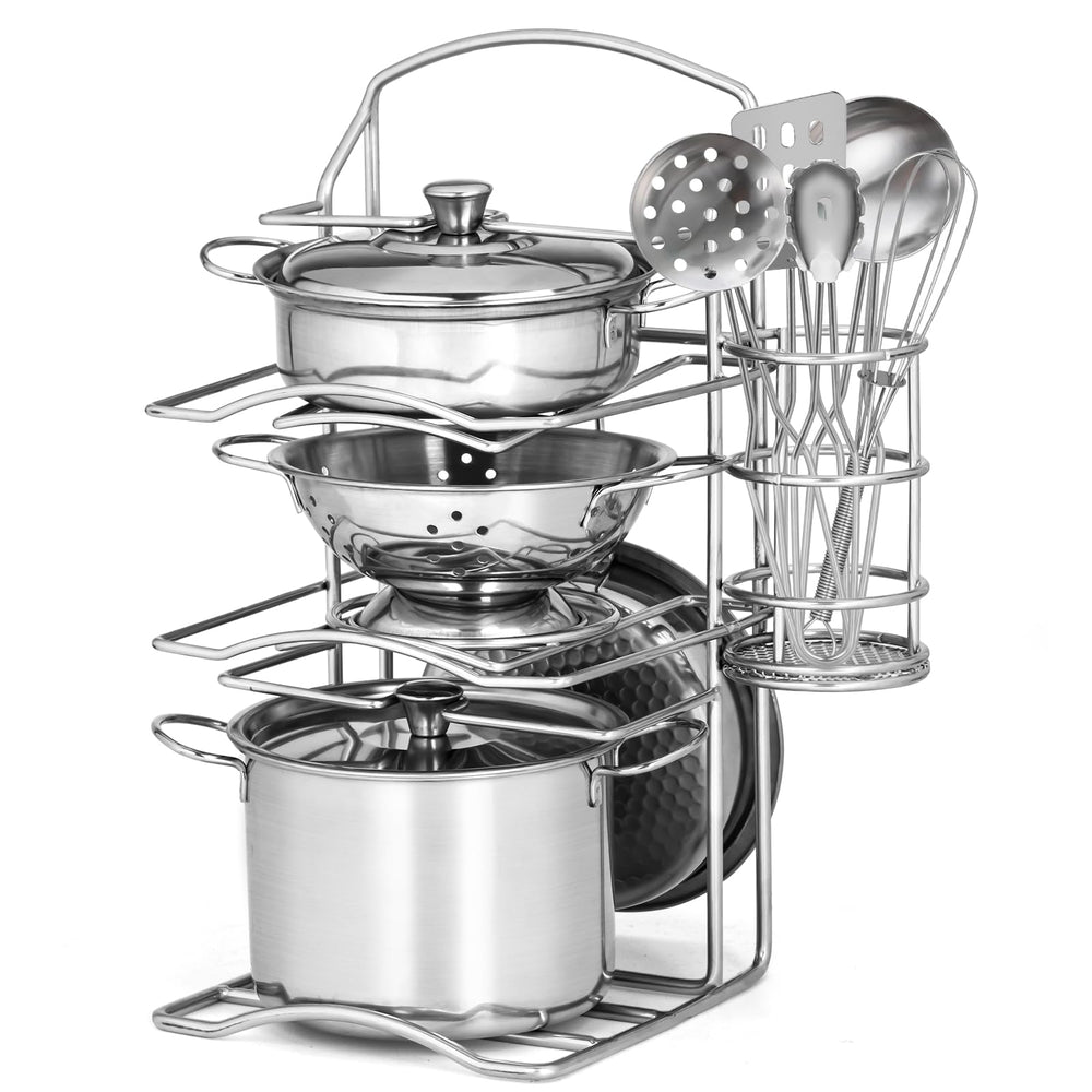 TikOnsYol 12-piece set on a kid's kitchen shelf for imaginative pretend play