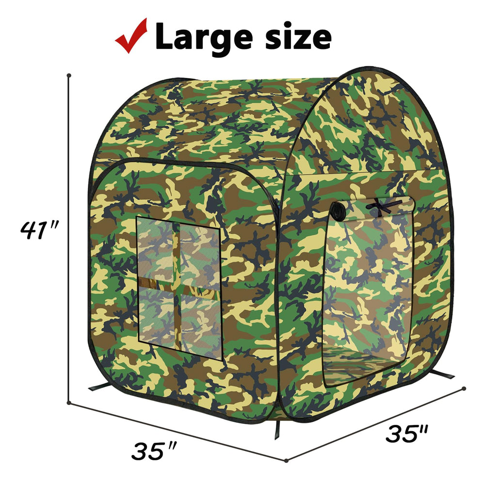 TikOnsYol kids military pop up tent side view, compact design for travel