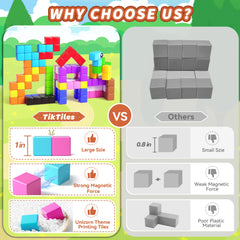 Close-up of TikTiles magnetic Eyes adding character to builds