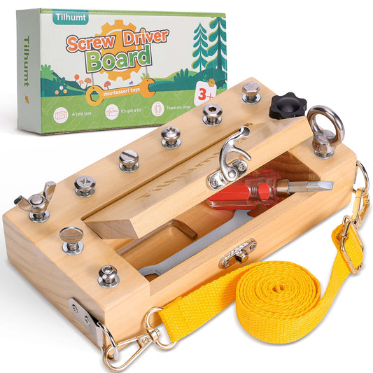 Tilhumt Montessori screwdriver board compact travel box for on-the-go learning.