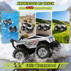 TIME4DEALS RC truck waterproof chassis showing IPX7 protection for water play.