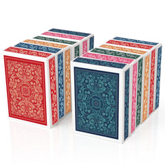 Timenued six-color deck sets to differentiate decks during family play.