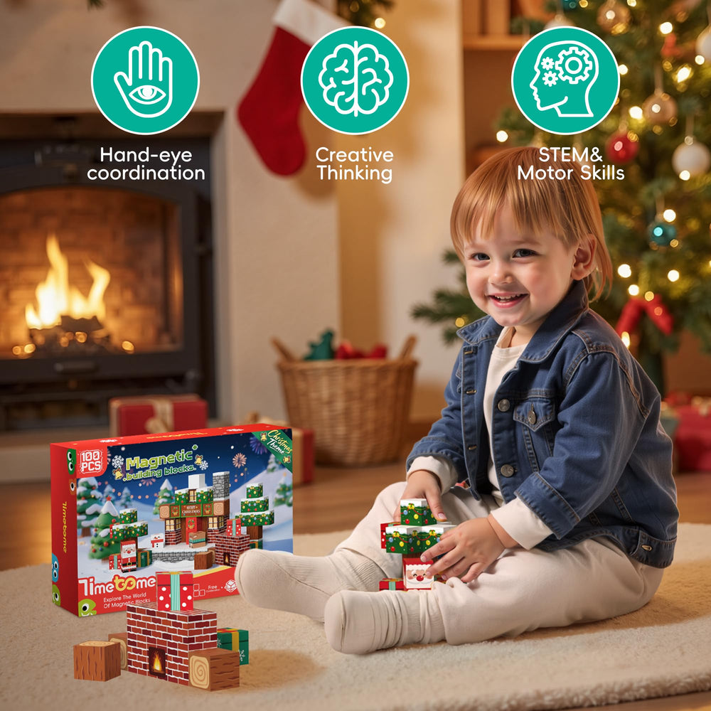 Timetome reindeer blocks inspire imaginative play and pattern creation.