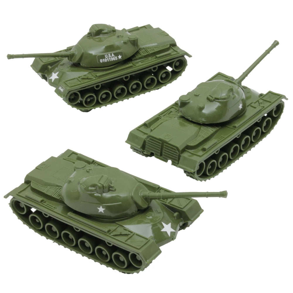TimMee Toy Patton 3pc OD green tanks for backyard battles.