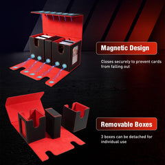 Four dividers help categorize your card collection.