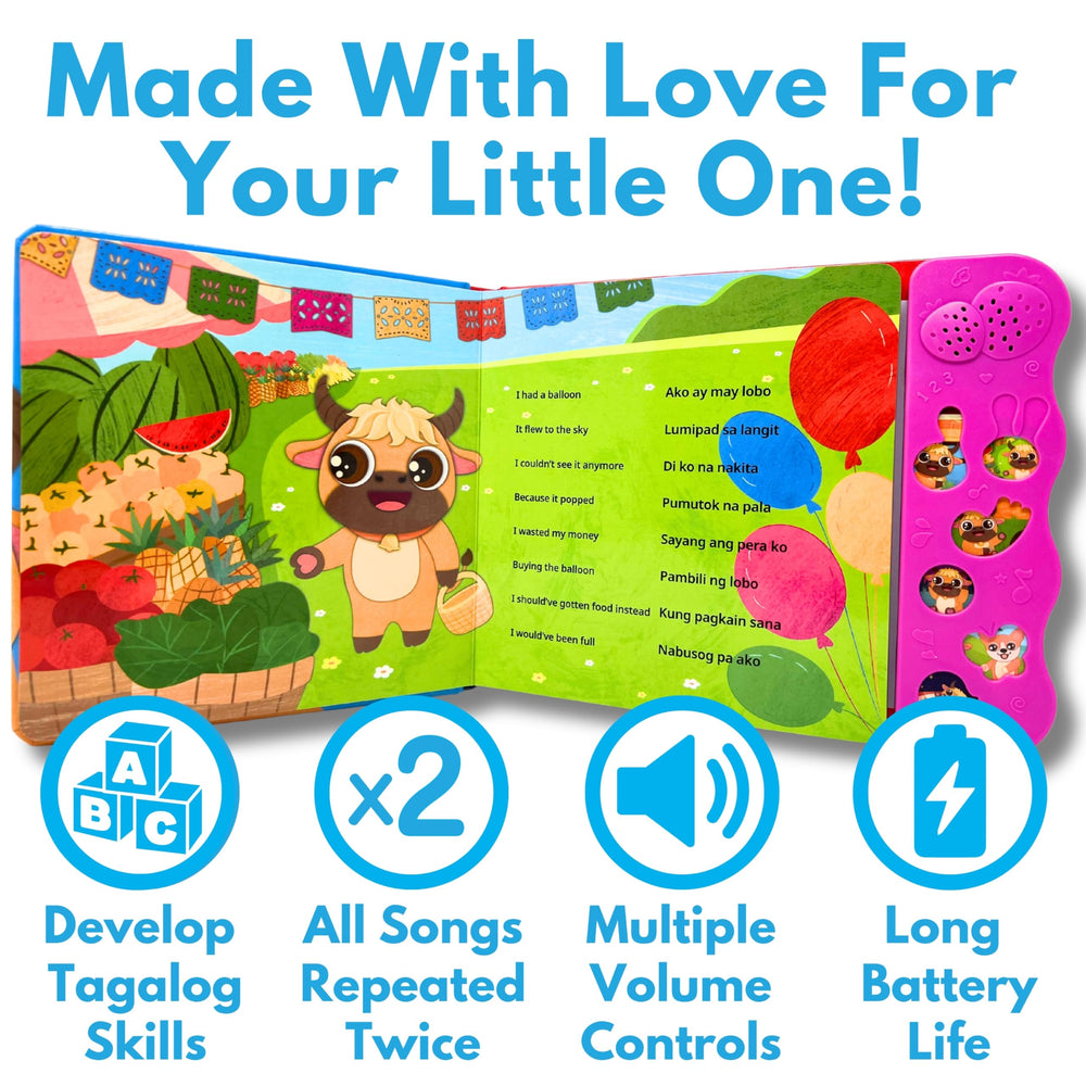 Button panel on Tin Tin Learns Tagalog highlights kid-friendly controls