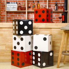 Tinlade giant dice prop setup ideal for photo-worthy party displays