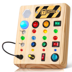 TINTECUSA Busy Board with light-up LEDs boosts sensory exploration and color tracking.