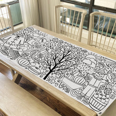 Tiny Expressions giant coloring poster on table provides a large mess-friendly coloring area.