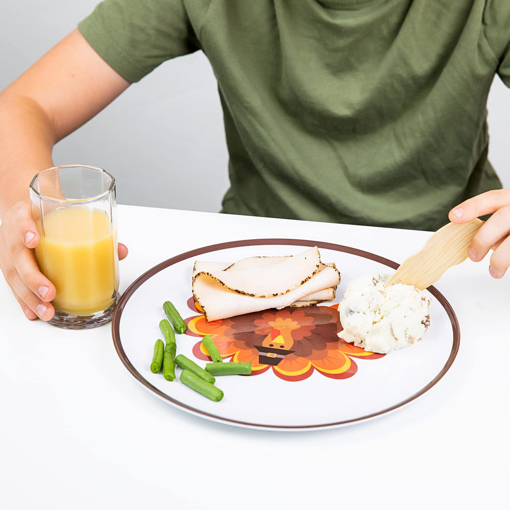 Tiny Expressions turkey design plates offer unbreakable kid friendly mealtime